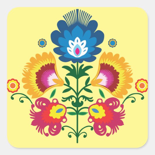 💛 💚 💙 Folk-samenstelling Vierkante Sticker (Voorkant)