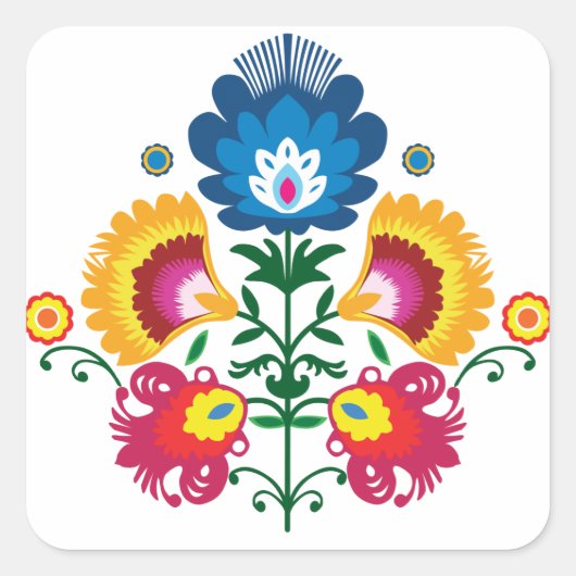 💛 💚 💙 Folk-samenstelling Vierkante Sticker (Voorkant)