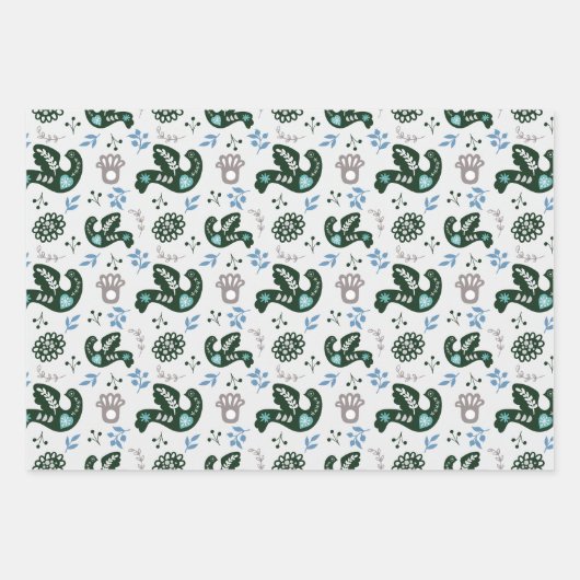 Folk Scandy Zweedse vos set van 3 Inpakpapier Vel (Voorkant)