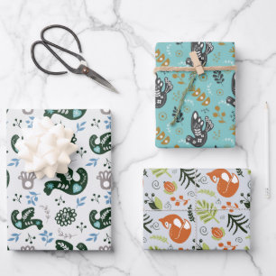 Folk Scandy Zweedse vos set van 3 Inpakpapier Vel