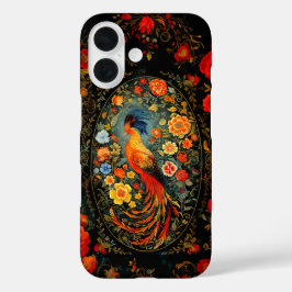 Folk schilderij vogel iPhone 16 hoesje