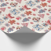 Folk Skandy Kerst Retro  Cadeaupapier (Hoek)