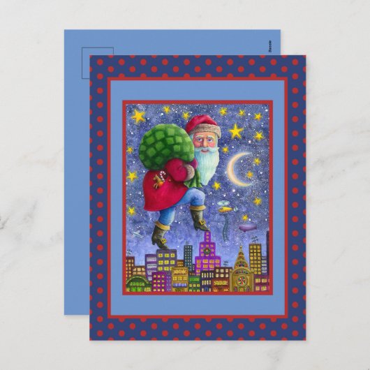 FOLK ST. NICK-TIPTOPS OP ROOFTOPS MET TANSEN FEESTDAGENKAART (Voorkant / Achterkant)