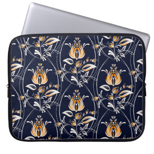 Folk stijl bloemennaadloos patroon laptop sleeve
