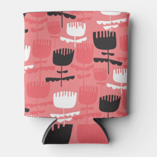 Folk-stijl tulp bloemen silhouet patroon. blikjeskoeler