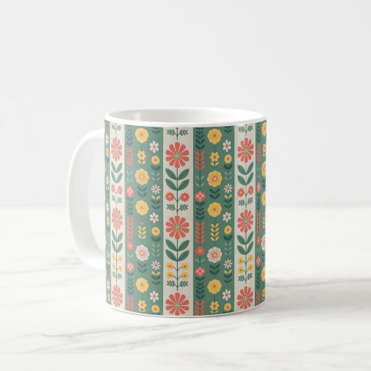 Folk Stripes Pattern Coffee Mok (Voorkant links)