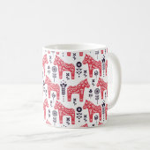 Folk swedish horse floral seamless pattern.  koffiemok (Voorkant rechts)