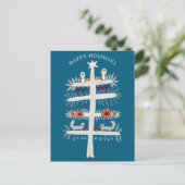 Folk Tree of Life Kerstvakantie CUSTOM Briefkaart (Staand voorkant)