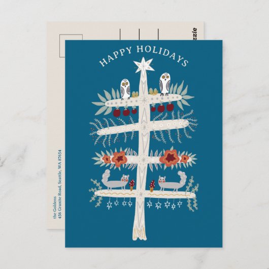Folk Tree of Life Kerstvakantie CUSTOM Briefkaart (Voorkant / Achterkant)
