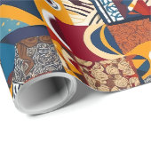 Folk Tribal Art Patchwork Afro-Amerikaanse geschen Cadeaupapier (Rol Hoek)