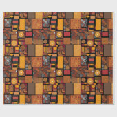 Folk Tribal Rustic Patchwork Afro-Amerikaanse gift Cadeaupapier (Vlak)