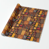 Folk Tribal Rustic Patchwork Afro-Amerikaanse gift Cadeaupapier (Uitgerold)