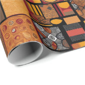 Folk Tribal Rustic Patchwork Afro-Amerikaanse gift Cadeaupapier (Rol Hoek)