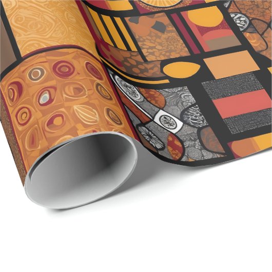 Folk Tribal Rustic Patchwork Afro-Amerikaanse gift Cadeaupapier (Rol Hoek)