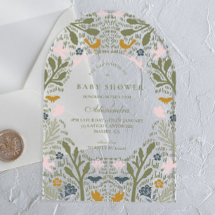 Folk Tuin Bos Baby Shower Acryl Uitnodigingen