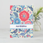 Folk vogel en aardbei ontwerp kaart (Staand voorkant)