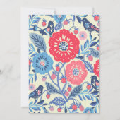 Folk vogel en aardbei ontwerp kaart (Achterkant)