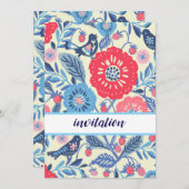 Folk vogel en aardbei ontwerp kaart (Voorkant / Achterkant)