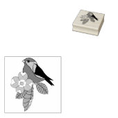 Folk vogel, Folk design vogel, hondenbloem Rubberstempel (Gestempeld)