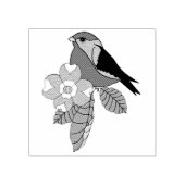 Folk vogel, Folk design vogel, hondenbloem Rubberstempel (Afrduk)