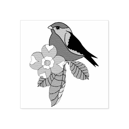 Folk vogel, Folk design vogel, hondenbloem Rubberstempel (Afrduk)
