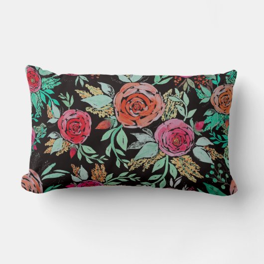 Folk Watercolor Flowers Kussen (Voorkant)