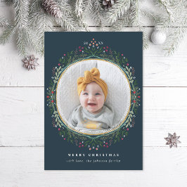 Folk Wilde Bloemenkrans Foto Feestdagenkaart