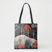 Folk Winter Nacht Landschap Tote Bag (Voorkant)