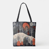 Folk Winter Nacht Landschap Tote Bag (Achterkant)