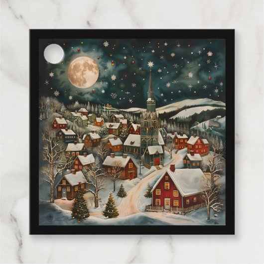 Folk Winter Village Bedankjes Labels (Voorkant)