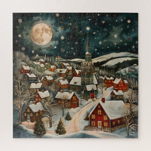 Folk Winter Village Legpuzzel (Verticaal)