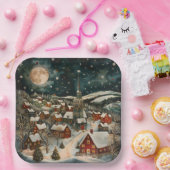 Folk Winter Village Papieren Bordje (Feest)