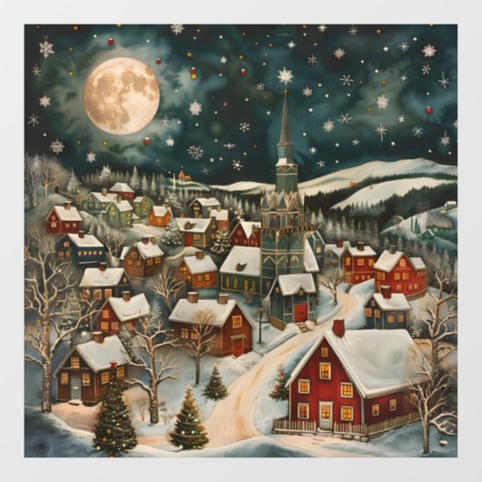 Folk Winter Village Raamsticker (Vel)