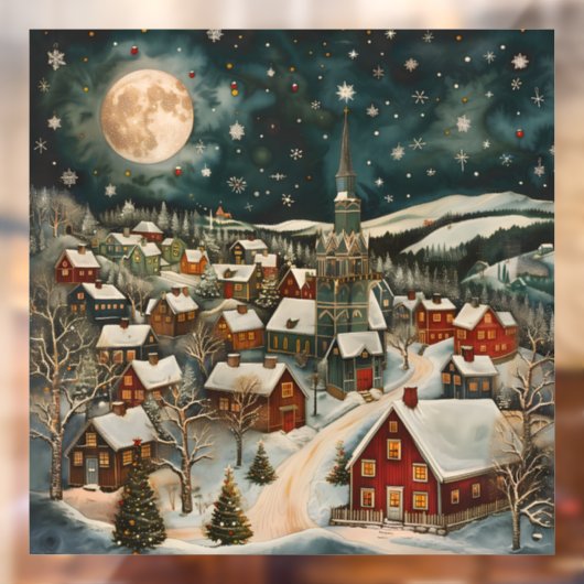 Folk Winter Village Raamsticker (Vel 2)