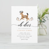 Folk Woodland Oh Deer Rustic Baby shower Kaart (Staand voorkant)