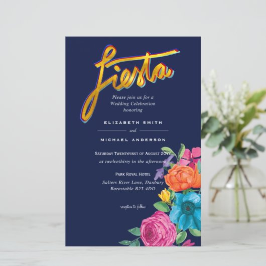 Folkart Bloemen Fiesta Trouwkaart Boda (Staand voorkant)