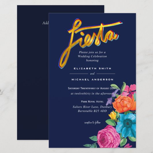 Folkart Bloemen Fiesta Trouwkaart Boda (Voorkant / Achterkant)