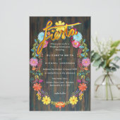 Folkart Bloemen Fiesta Trouwkaart Boda (Staand voorkant)