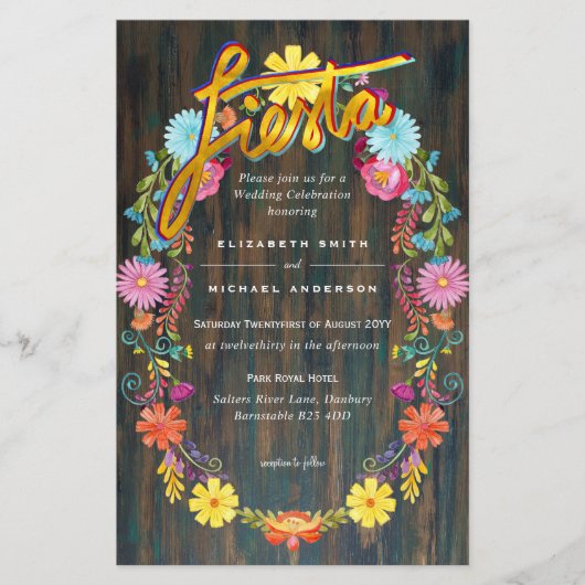 Folkart Bloemen Fiesta Trouwkaart Boda (Voorkant)