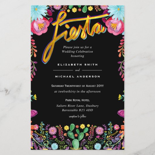 Folkart Bloemen Fiesta Trouwkaart Boda (Voorkant)