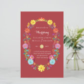 Folkart Bloemenfeest Trouwkaart Boda (Staand voorkant)