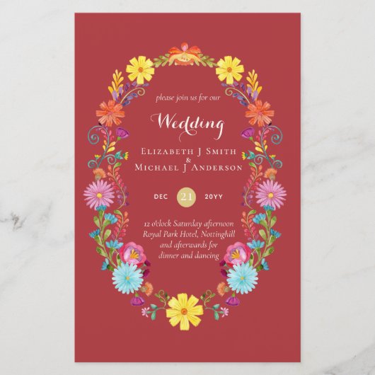 Folkart Bloemenfeest Trouwkaart Boda (Voorkant)