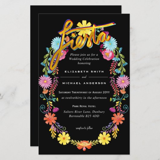 Folkart Bloemenfeest Trouwkaart Boda (Voorkant / Achterkant)