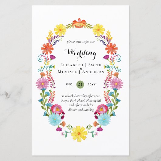 Folkart Bloemenfeest Trouwkaart Boda (Voorkant)