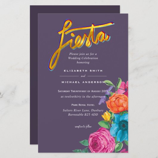 Folkart Bloemenfeest Trouwuitnodiging Boda (Voorkant / Achterkant)