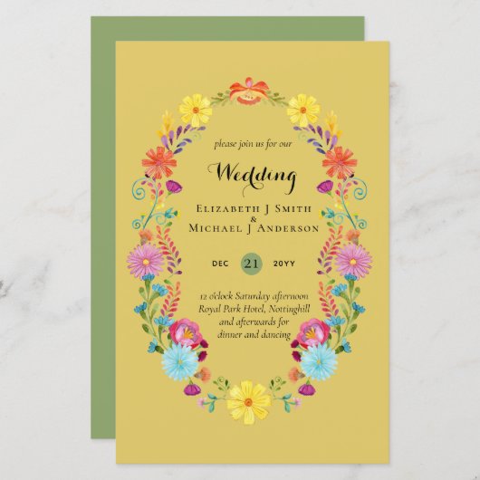 Folkart Bloemenfeest Trouwuitnodiging Boda (Voorkant / Achterkant)