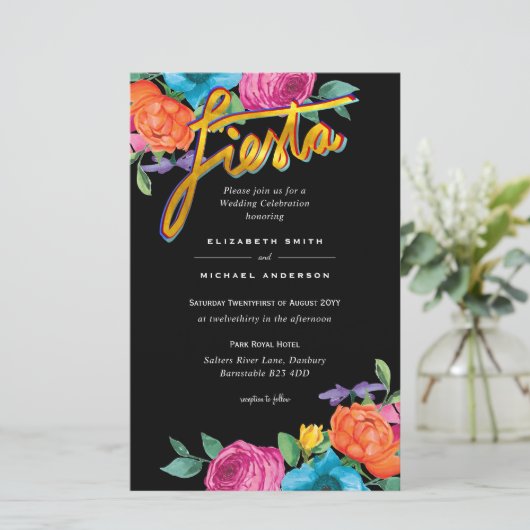 Folkart Bloemenfeest Trouwuitnodiging Boda (Staand voorkant)