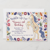 Folkart Boho Horse Verjaardagsfeest uitnodiging (Voorkant)