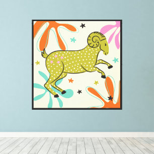 Folkart Boho Ram Ram Abstract Zodiac Canvas Afdruk