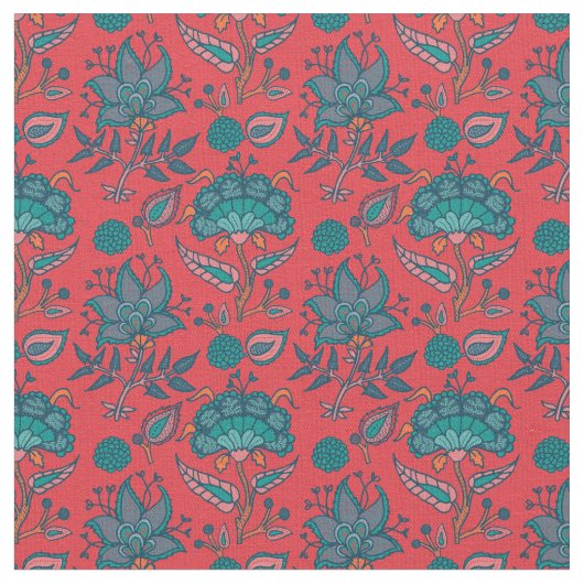  Folkart Floral Pattern Stof (Close Up)
